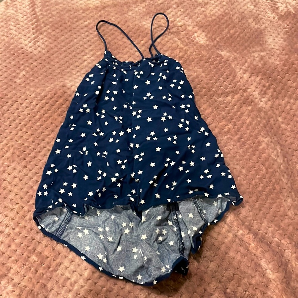 Loose navy blue tank top w/t thin straps and stars